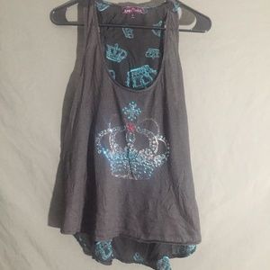 XL - ALMOST FAMOUS - Sparkle Crown Racer Back Tank